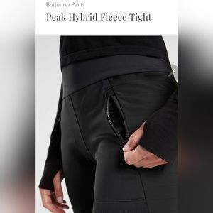 ATHLETA black winter thighs leggings woman's size Large fleece lined Quilted